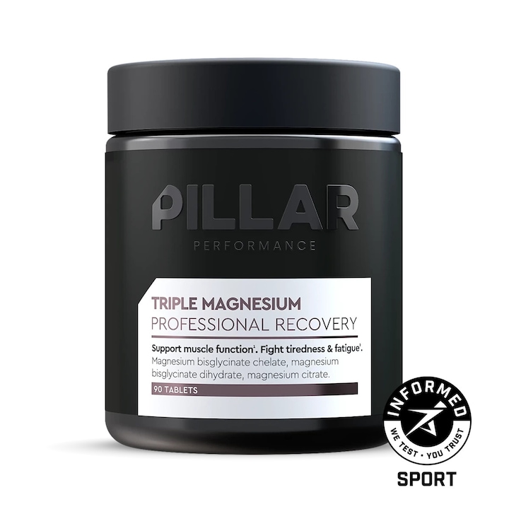 Triple Magnesium, Pillar Performance, 90 tablete, suport pentru somn si regenerare, vegan, fara gluten