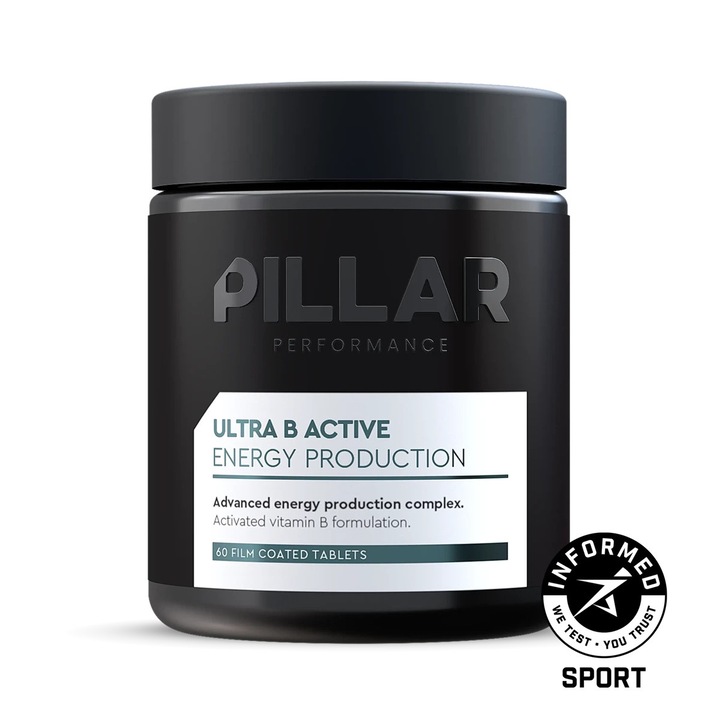 Pillar Performance Ultra B Active, complex vitamine B, 300 mcg B12, 15 mg B6, 60 tablete
