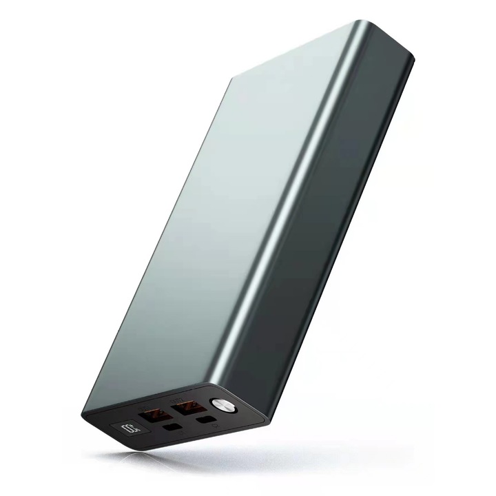 Baterie Externă Voltres 20000mAh, 100W, 4 Porturi, Silver