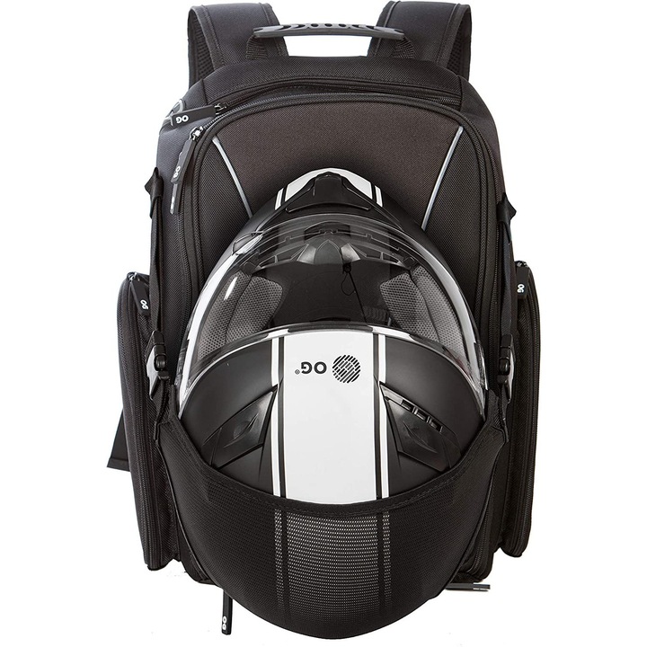 Vízálló motoros hátizsák OG Original, 20L, 2 sisakhoz, 13 hüvelykes laptop rekesszel, fekete