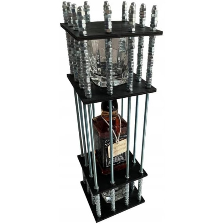 Italos szekrény, 288 csavar, 2 pohár, mérete 14x14x50cm, 0,7l-es üveghez