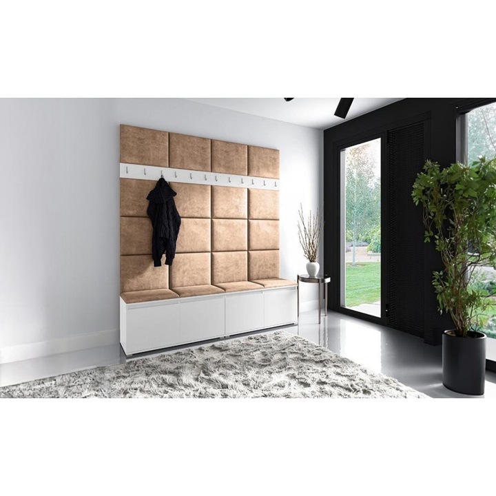 Cuier Hol Max 4 Culoare Bej inchis cu Alb 200x225x40 cm