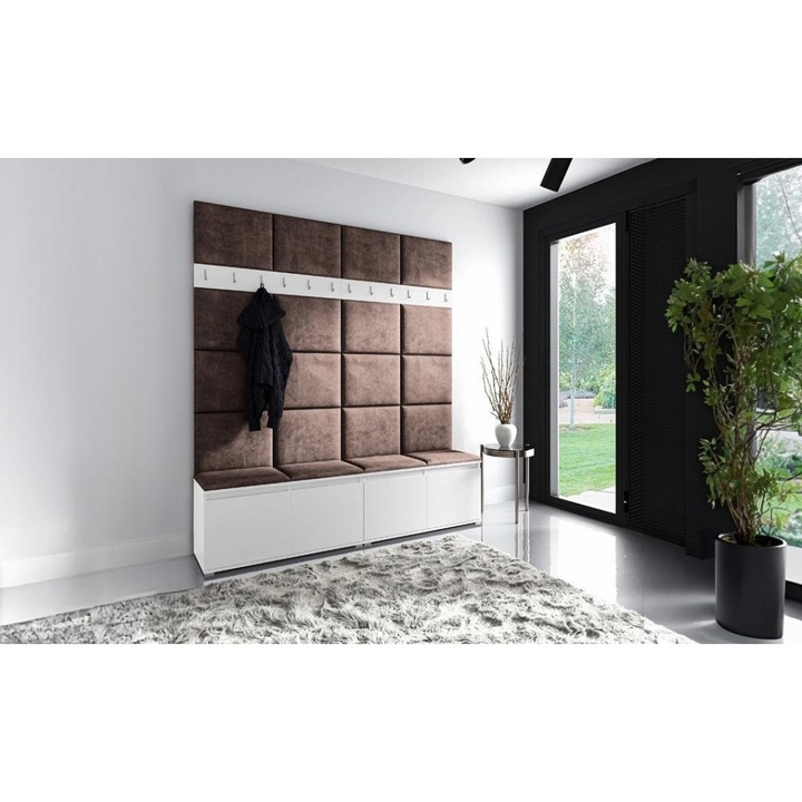 Cuier Hol Max 4 Culoare Maro inchis cu Alb 200x225x40 cm