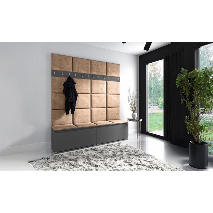 Cuier Hol Max 4 Culoare Bej inchis cu Grafit 200x225x40 cm