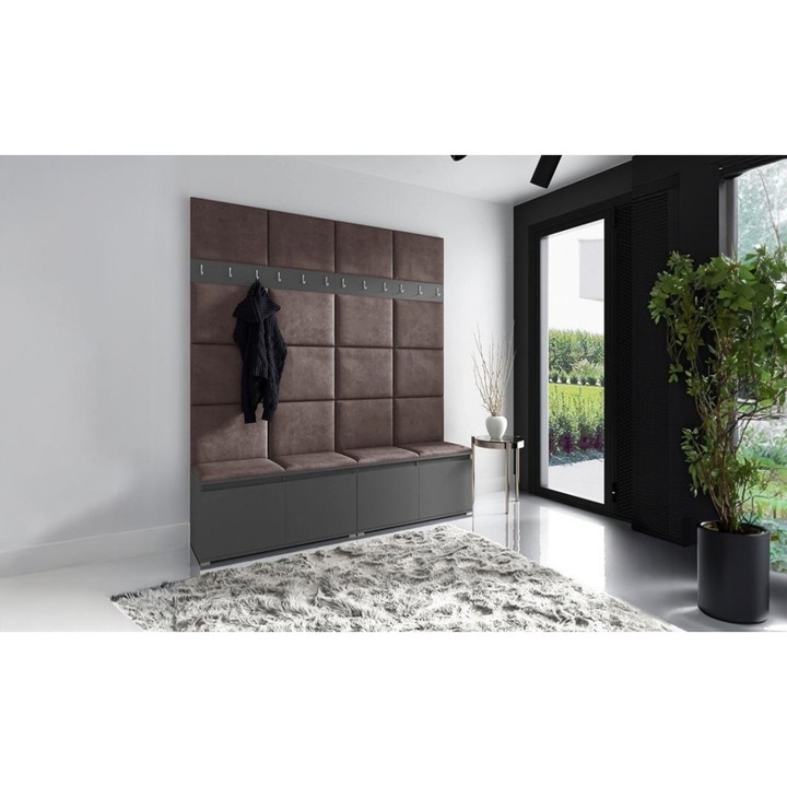 Cuier Hol Max 4 Culoare Maro inchis cu Grafit 200x225x40 cm