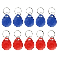 Set 10 brelocuri RFID reinscriptibile T5577, 125KHz, albastru/rosu