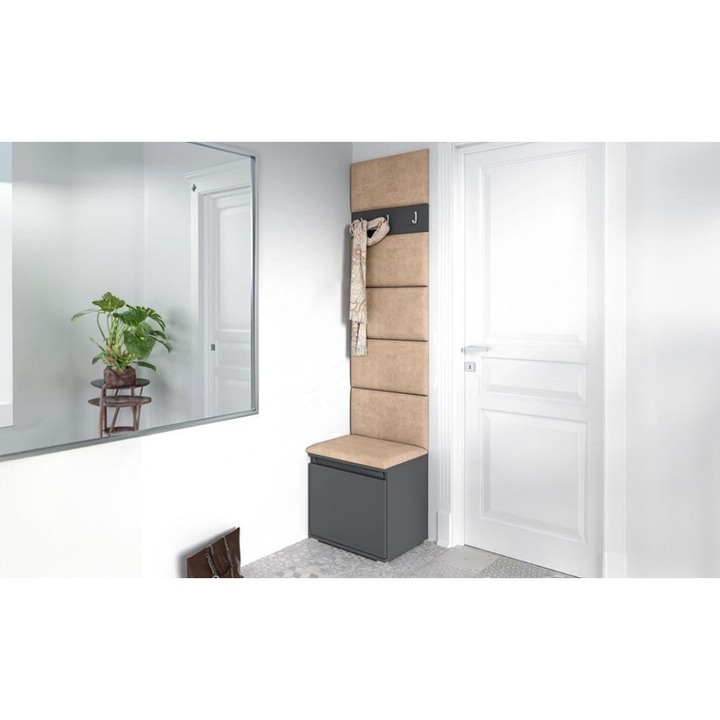 Cuier Hol Max 7 Culoare Bej inchis cu Grafit 50x215x40 cm