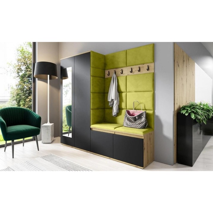Cuier Hol Max 8 Culoare Verde cu Artisan 190x185x40 cm