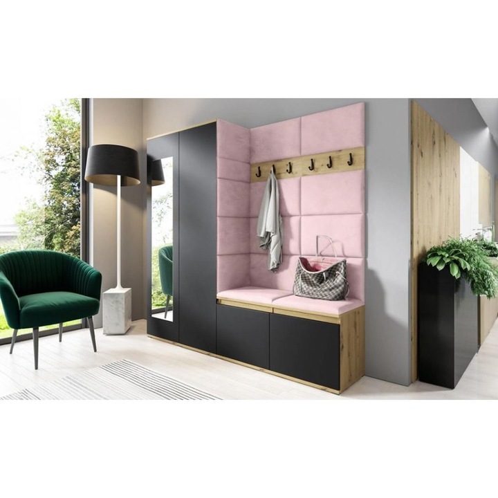 Cuier Hol Max 8 Culoare Roz pal cu Artisan 190x185x40 cm