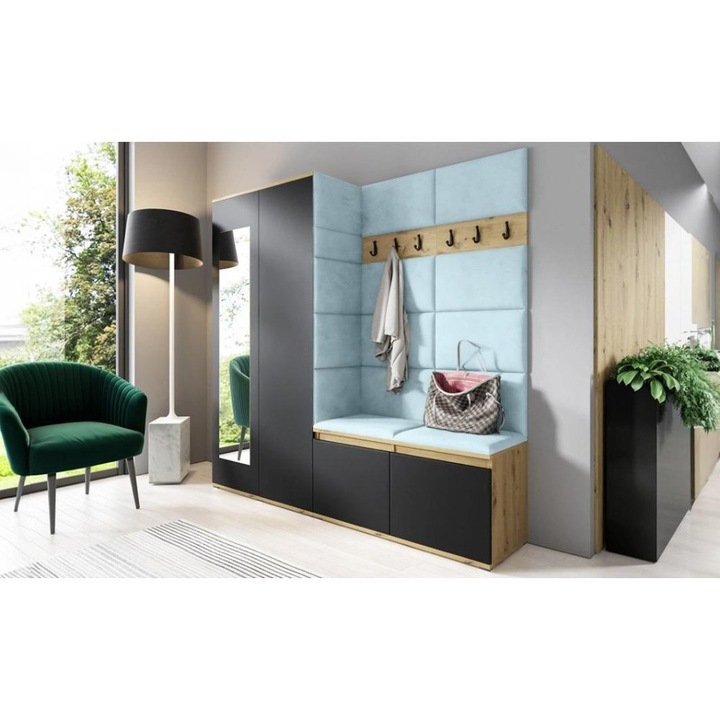 Cuier Hol Max 8 Culoare Gri Perlat cu Artisan 190x185x40 cm