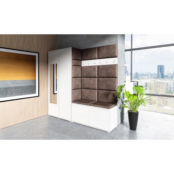 Cuier Hol Max 8 Culoare Maro inchis cu Alb 190x185x40 cm