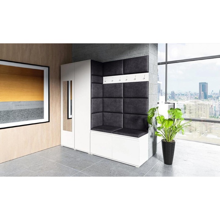 Cuier Hol Max 8 Culoare Negru cu Alb 190x185x40 cm