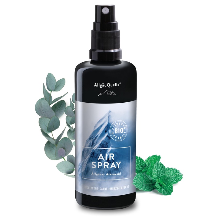 AllgäuQuelle bio légfrissítő illóolajokkal, eukaliptusz, borsmenta, 100 ml