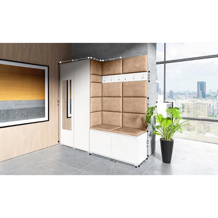 Cuier Hol Max 8 Culoare Gri antracit cu Alb 190x185x40 cm