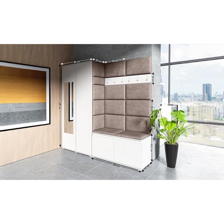 Cuier Hol Max 8 Culoare Maro cafeniu cu Alb 190x185x40 cm