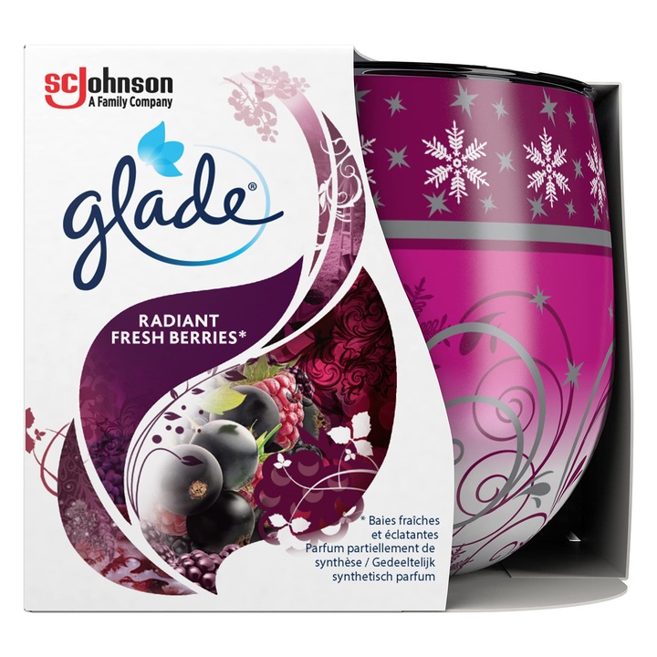 Glade illatgyertyák, 6 darabos szett, Radiant Fresh Berries illat, 120 g/darab