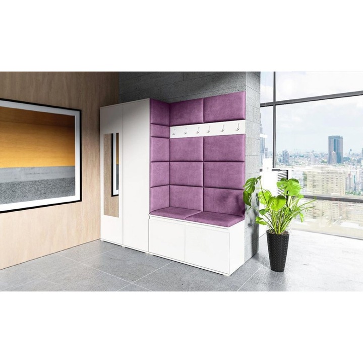 Cuier Hol Max 8 Culoare Mov cu Alb 190x185x40 cm