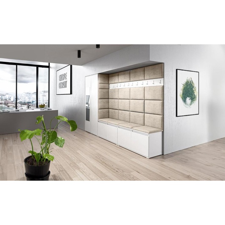 Cuier Hol Max 9 Culoare Bej cu Alb 290x185x40 cm