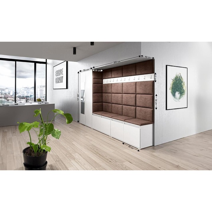 Cuier Hol Max 9 Culoare Maro cu Alb 290x185x40 cm