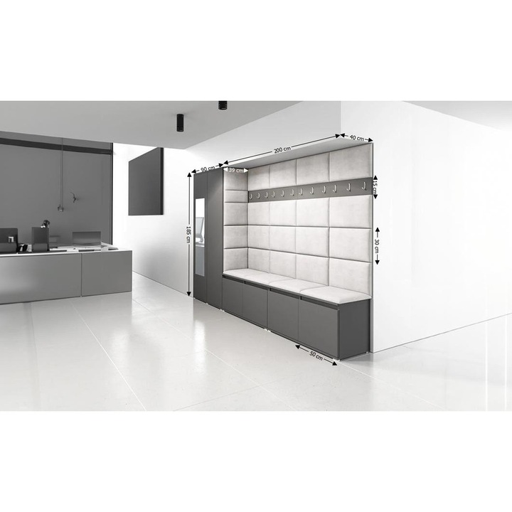 Cuier Hol Max 9 Culoare Crem cu Grafit 290x185x40 cm