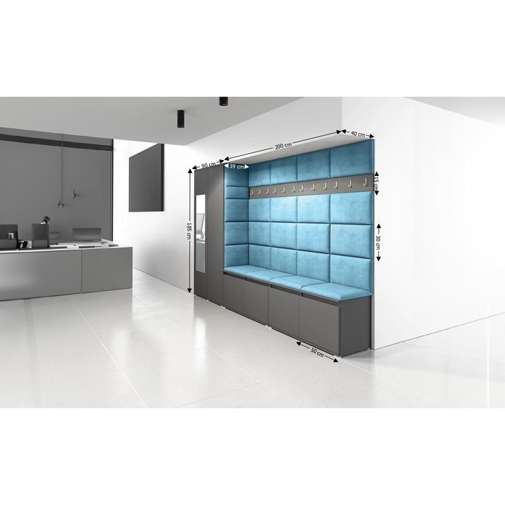 Cuier Hol Max 9 Culoare Albastru deshcis cu Grafit 290x185x40 cm