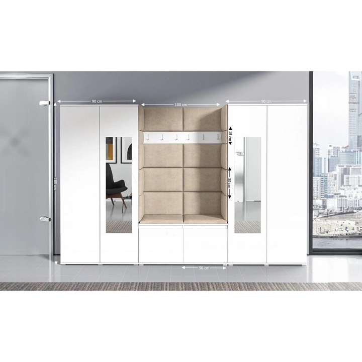 Cuier Hol Max 10 Culoare Bej cu Alb 280x185x40 cm