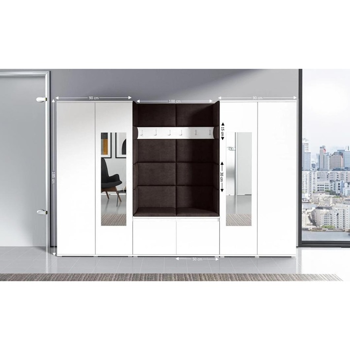 Cuier Hol Max 10 Culoare Maro inchis cu Alb 280x185x40 cm