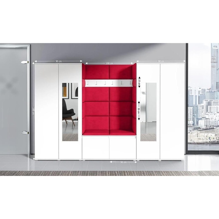 Cuier Hol Max 10 Culoare Rosus cu Alb 280x185x40 cm