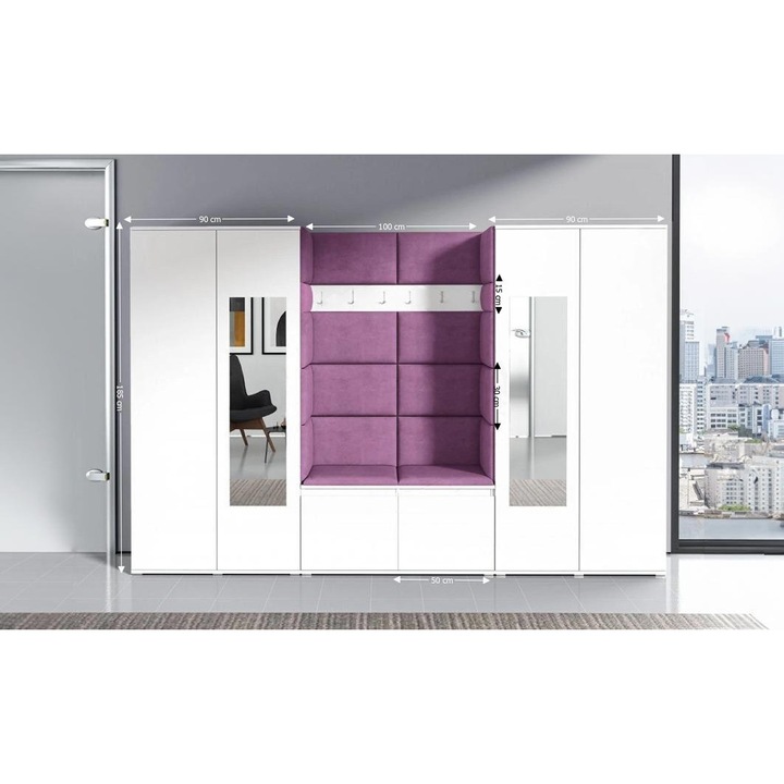 Cuier Hol Max 10 Culoare Mov cu Alb 280x185x40 cm