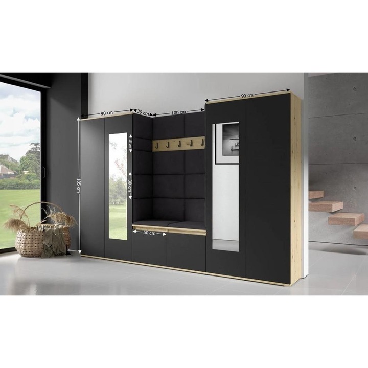 Cuier Hol Max 10 Culoare Negru cu Artisan 280x185x40 cm