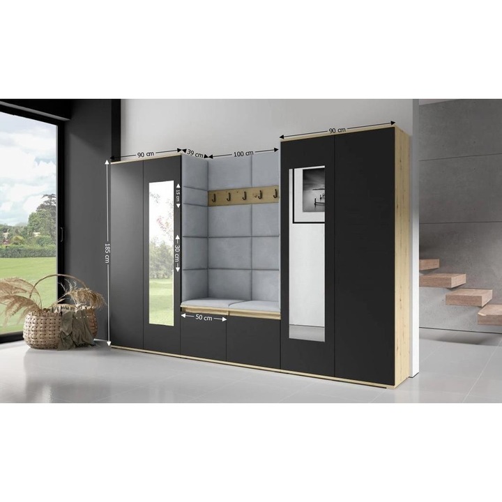 Cuier Hol Max 10 Culoare Gri cu Artisan 280x185x40 cm