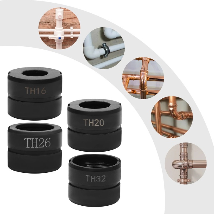 Set Capete Presa Crimp, Inserturi U16/20/25/32, TH16/20/26/32mm, Kit bride tubulare pentru cleste presare model TH, Accesorii Pliere Tevi