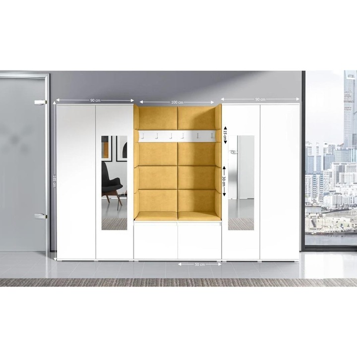 Cuier Hol Max 10 Culoare Galben cu Alb 280x185x40 cm