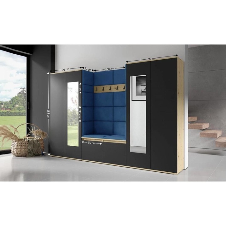 Cuier Hol Max 10 Culoare Albastru cu Artisan 280x185x40 cm