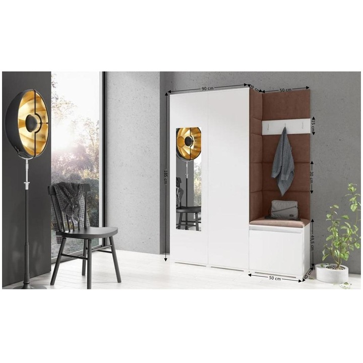 Cuier Hol Max 11 Culoare Maro cu Alb 140x185x40 cm