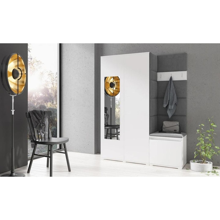 Cuier Hol Max 11 Culoare Gri grafit cu Alb 140x185x40 cm