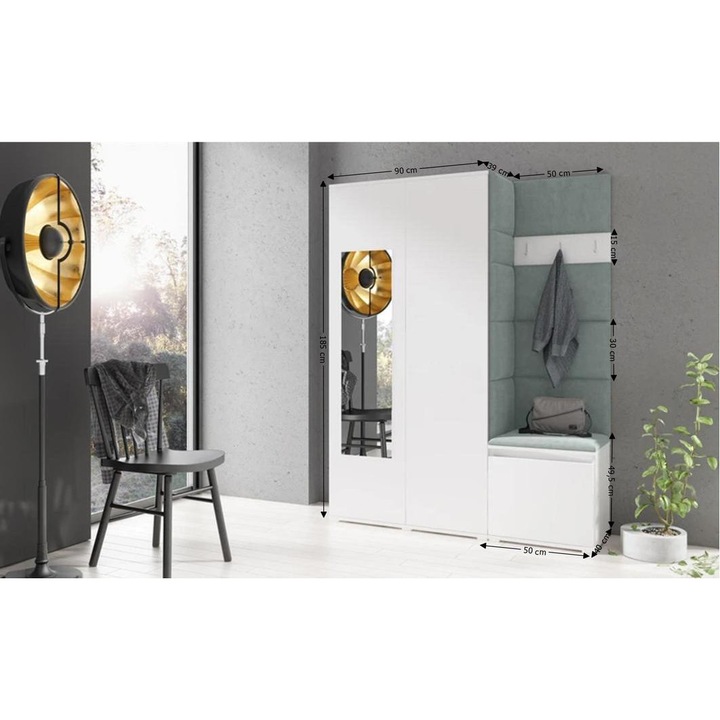 Cuier Hol Max 11 Culoare Verde menta cu Alb 140x185x40 cm