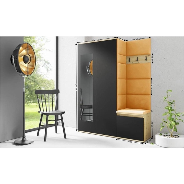 Cuier Hol Max 11 Culoare Galben mustar cu Artisan 140x185x40 cm