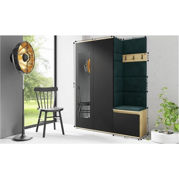Cuier Hol Max 11 Culoare Verde inchis cu Artisan 140x185x40 cm