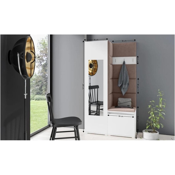 Cuier Hol Max 13 Culoare Maro cafeniu cu Alb 95x185x40 cm