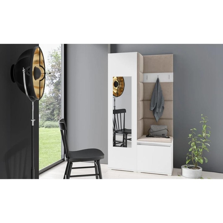 Cuier Hol Max 13 Culoare Gri antracit deschis cu Alb 95x185x40 cm