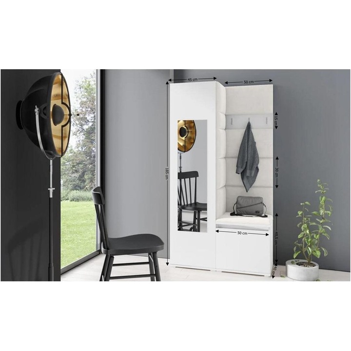 Cuier Hol Max 13 Culoare Crem cu Alb 95x185x40 cm