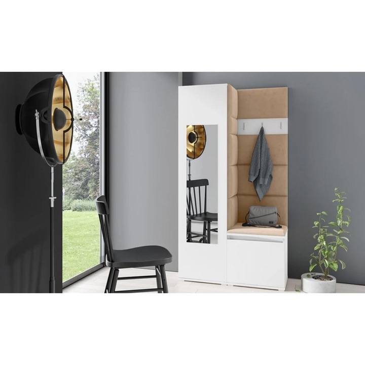 Cuier Hol Max 13 Culoare Bej inchis cu Alb 95x185x40 cm