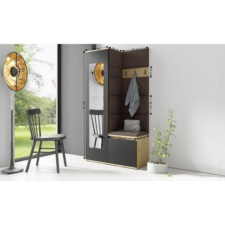 Cuier Hol Max 13 Culoare Maro inchis cu Artisan 95x185x40 cm