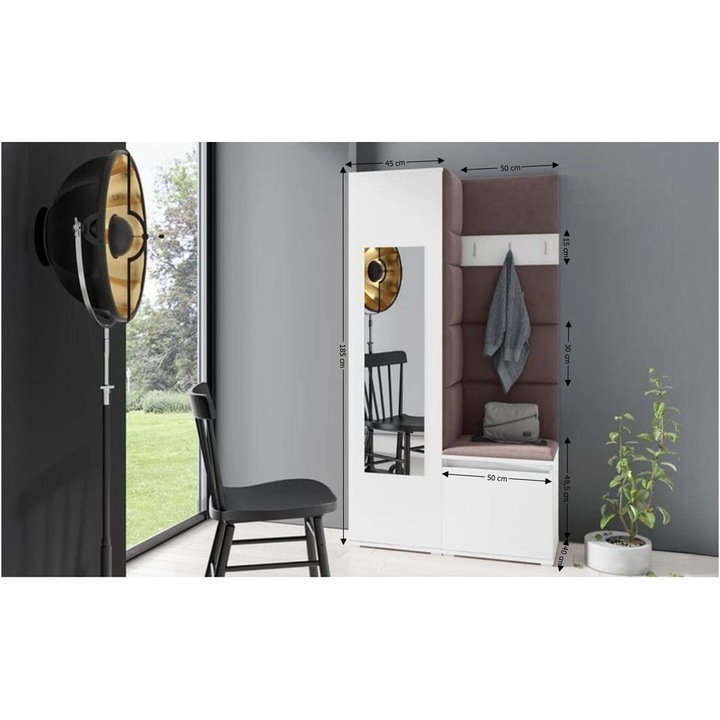 Cuier Hol Max 13 Culoare Maro inchis cu Alb 95x185x40 cm