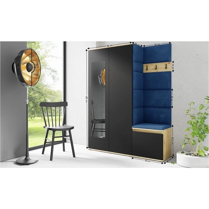 Cuier Hol Max 11 Culoare Albastru cu Artisan 140x185x40 cm