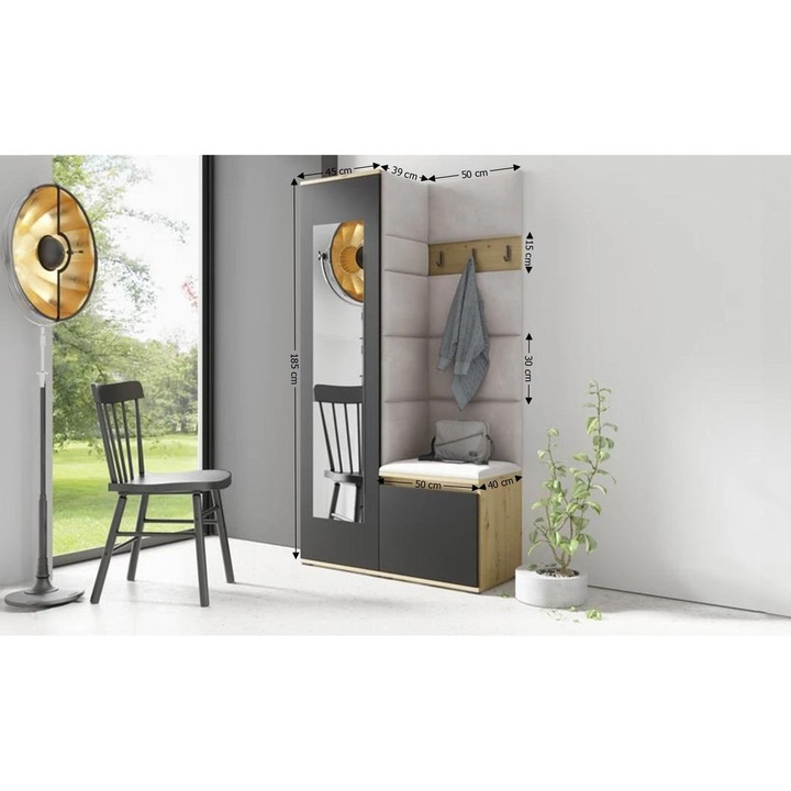 Cuier Hol Max 13 Culoare Crem cu Artisan 95x185x40 cm