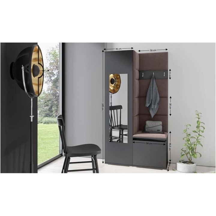 Cuier Hol Max 13 Culoare Maro inchis cu Grafit 95x185x40 cm