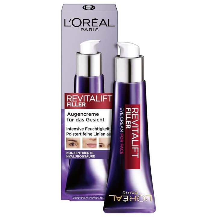 L'Oreal Paris Revitalift Filler szemkörnyékápoló krém, 30 ml, hialuronsavval, normál bőrre