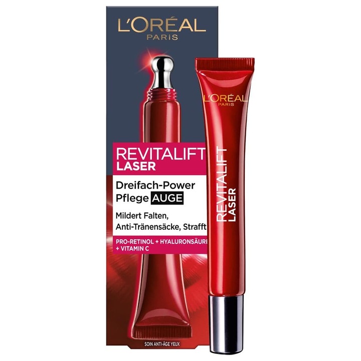 L'Oreal Paris Revitalift Laser öregedésgátló szemkörnyékápoló krém, 15 ml, pro-retinol, C-vitamin
